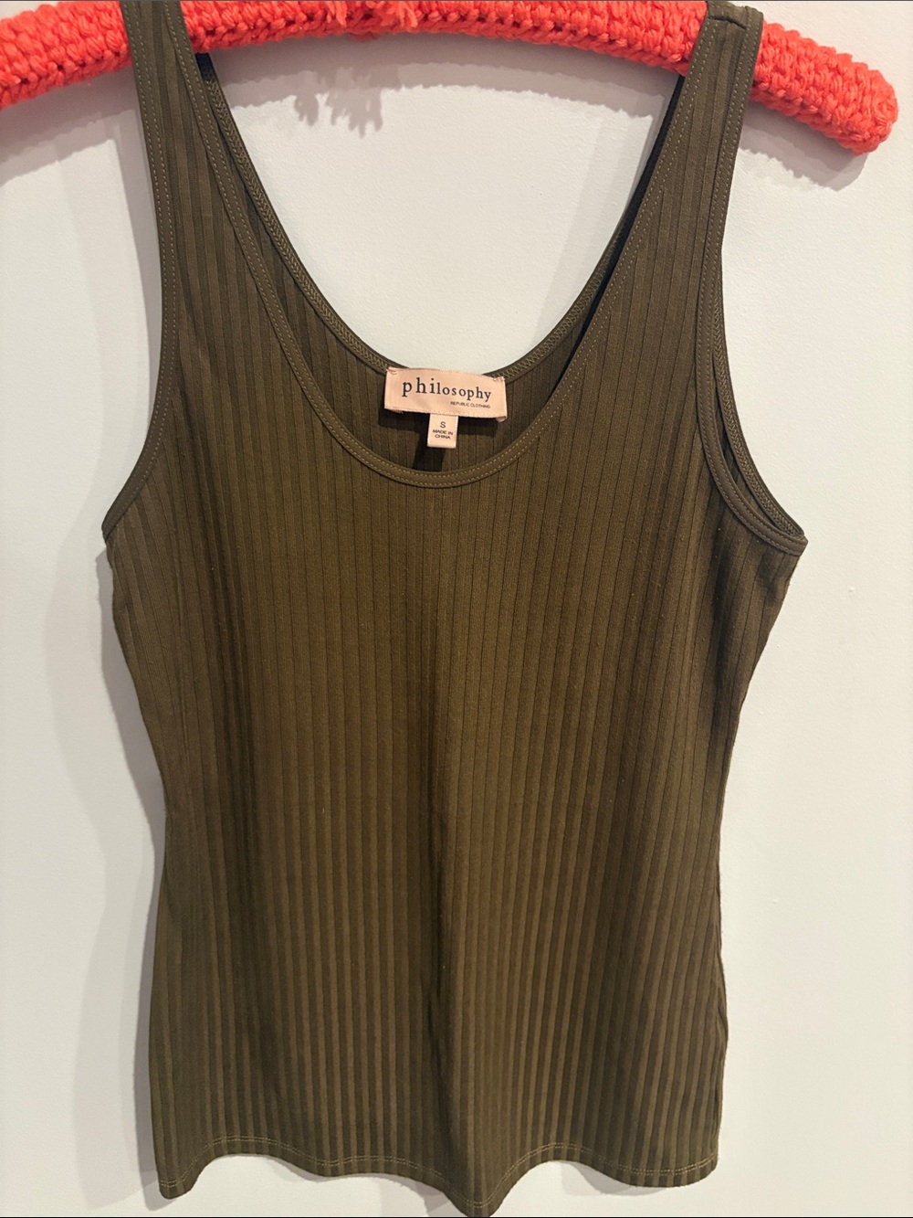 Philosophy Olive Ribbed Scoop Tank